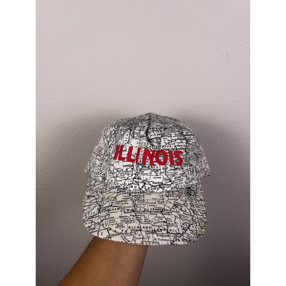 Illinois Souvenir State Map Vintage Adjustable SnapBack Hat Trucker Cap USA Made